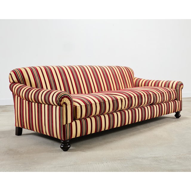 Henredon Ralph Lauren Home "Bel Air" Striped Velvet Sofa 8 Ft Usa 2008 For Sale - Image 4 of 18