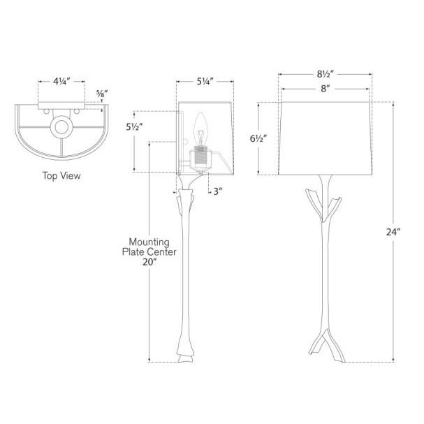 Transitional AERIN for Visual Comfort Signature Fliana Tail Sconce in Aged Iron with Linen Shade For Sale - Image 3 of 3