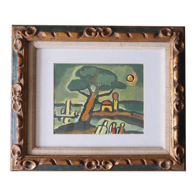 Mid 20th Century Original Fauvist Painting in Antique Frame For Sale