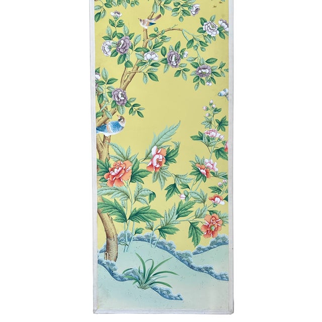 Chinoiserie Huge Gracie Wallpaper Yellow Chinoiserie Botanical Painting Panel - #2 of 6 For Sale - Image 3 of 4