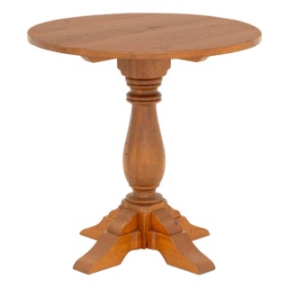 American Circular Pine Wood Pedestal Table For Sale
