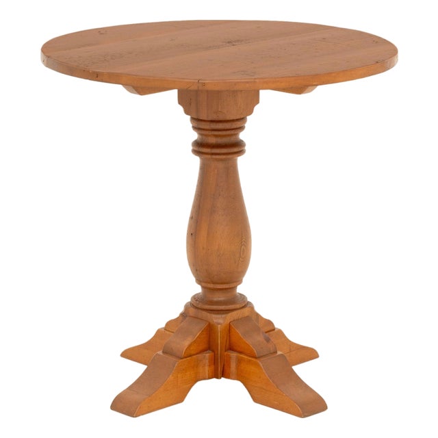 American Circular Pine Wood Pedestal Table For Sale