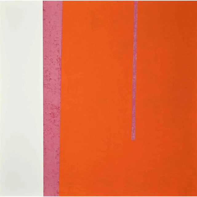 Eleni Zerva, Green Cosmos, Orange, Lithograph, 1971 For Sale