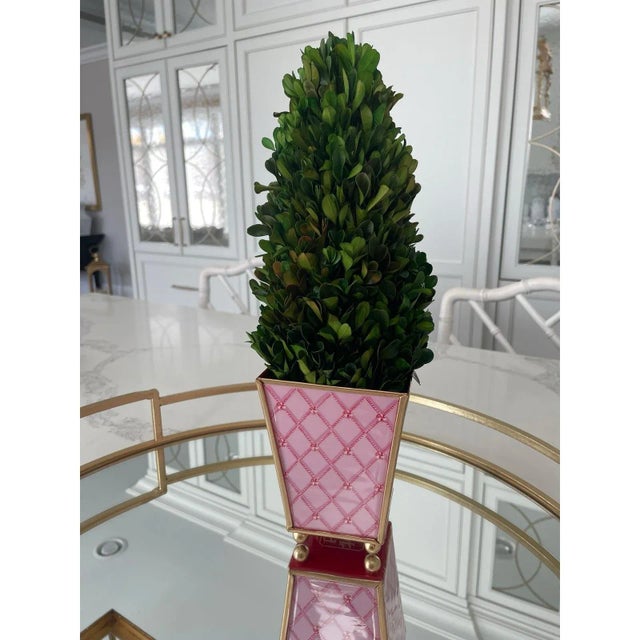 Candy Cane Trellis Holiday Enameled Cachepot For Sale - Image 9 of 9