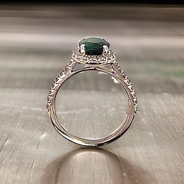 Natural Emerald Diamond Ring 6.5 14k White Gold 9.31 TCW Certified For Sale - Image 4 of 13