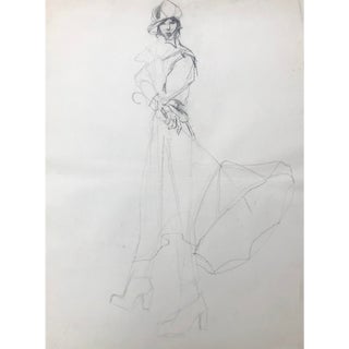 1970s Fashionable Female Drawing For Sale