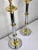 A pair of Mastercraft stacked chrome and lacquered brass table lamps in a Modernist, faux bamboo style. They will fit...