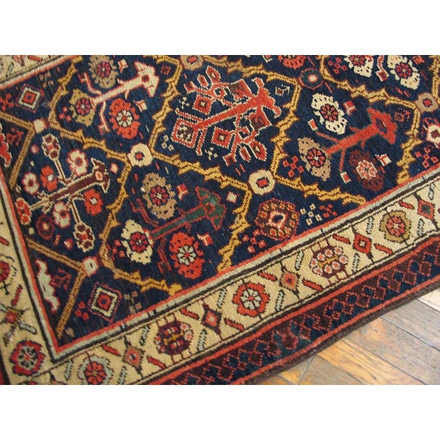 Late 19th Century 1880s Blue Navy Medallion Antique n.w. Persian Runner Rug 3'3" X 10'3" Handknotted Wool Carpet For Sale - Image 5 of 8