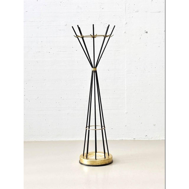 Italian Rotating Umbrella Stand with Brass Elements, Italy, 1950s For Sale - Image 9 of 11