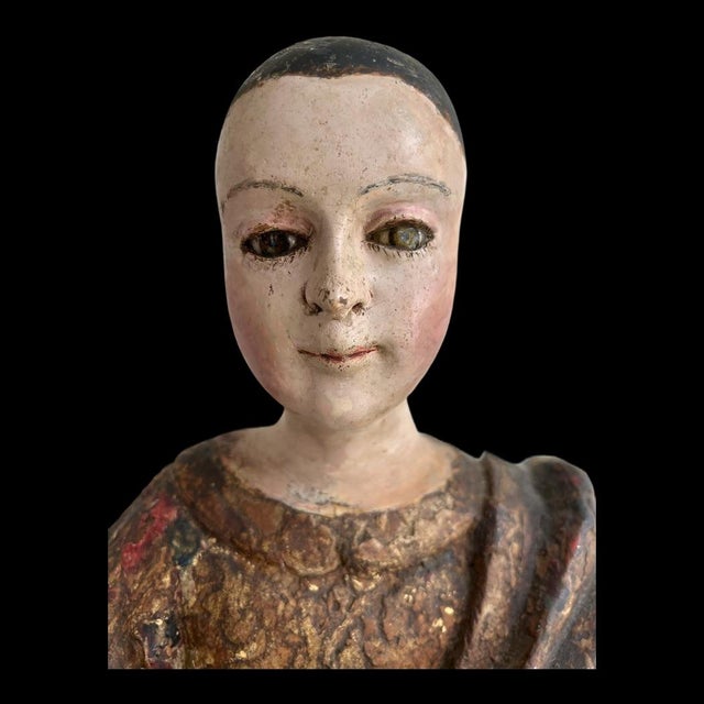 Absolutely divine Virgin Mary Polychrome Carved Figure. Spain or Portugal early 1800’s. Beautiful hand painted details,...