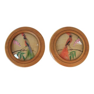 Vintage Feather Art Bird Wall Hangings For Sale