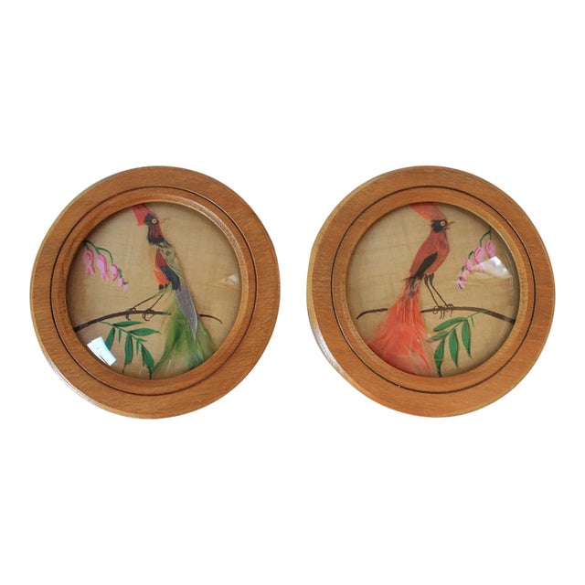 Vintage Feather Art Bird Wall Hangings For Sale