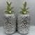 1990s Pair Large 13.5" Silver Italian Ceramic Pineapple Canister Pottery Jars Green Lid For Sale - Image 5 of 8