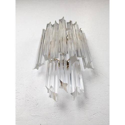 Brass and Murano Glass Wall Lamp by Venini by Novaresi For Sale - Image 3 of 7