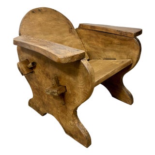 Vintage English Oak Brutalist Armchair For Sale