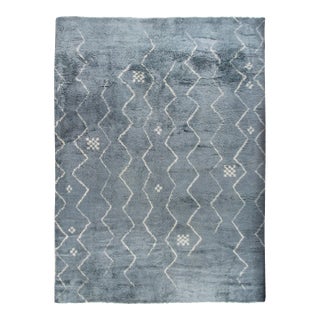 Moroccan Blue Fluffy Collection Rug 10'8 X 14'5 For Sale