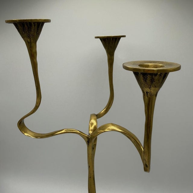 Large Three-Light Candlestick in Brass by Kurt Jesch for Fratelli Tonini, Italy, 1960s For Sale - Image 12 of 16