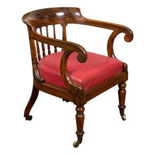 English Regency Period 19th Century Mahogany Horseshoe Back Upholstered Armchair For Sale