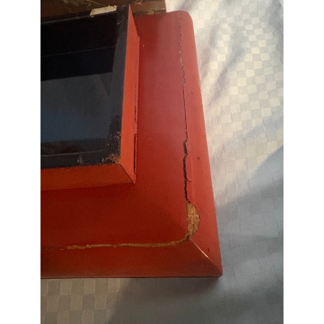 Chinese Antique Hand Painted Red Lacquer Box For Sale - Image 10 of 13