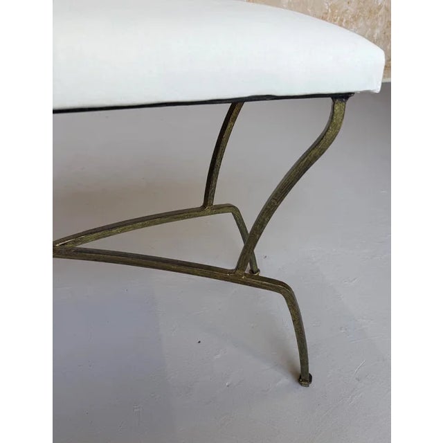 Pair of Spanish Mid-Century Modern Style Gilt Iron Benches With X-Stretchers For Sale - Image 12 of 18