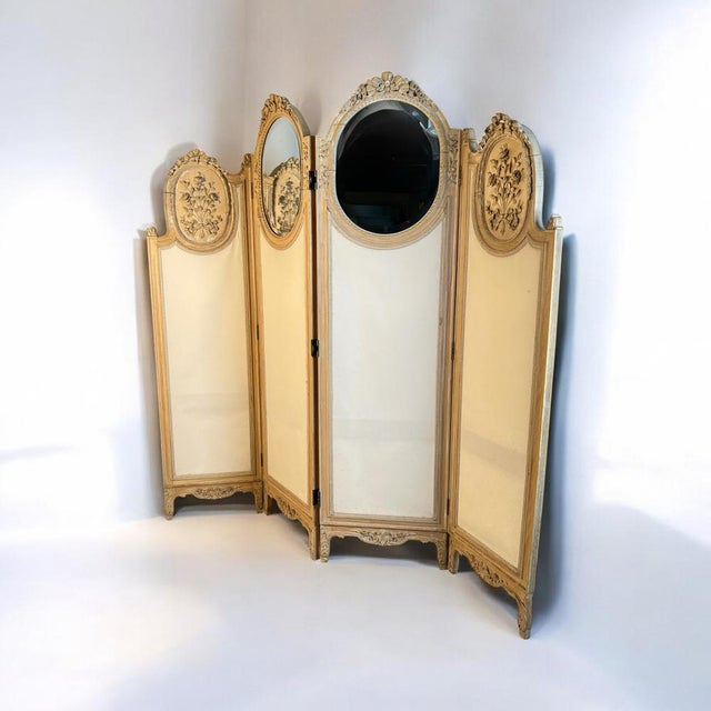 Rococo Large French Four-Fold Mirrored Dressing Screen, 1920s For Sale - Image 3 of 12