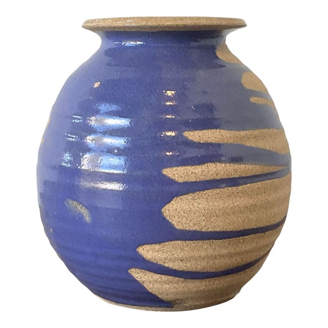 Vintage Original Studio Pottery Drip Glaze Vase For Sale