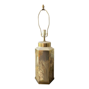 Vintage Gold and Cream Chinoiserie Lamp