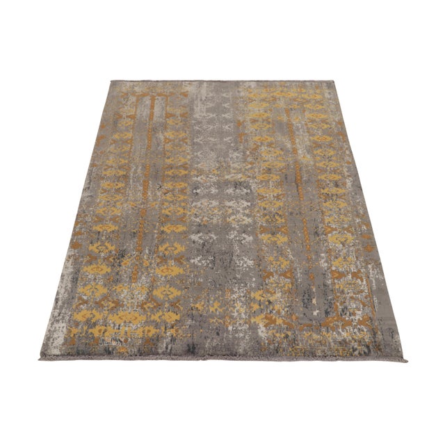 Modern Rug & Kilim’s Abstract Rug in Gray, Gold & Beige-Brown All Over Pattern For Sale - Image 3 of 7