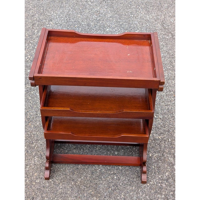Vintage Hand Carved Tray Top Storage Shelf For Sale In Washington DC - Image 6 of 10
