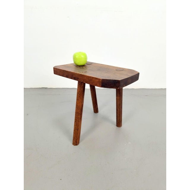 Vintage French 3-Legged Milking Stool in Oak, 1950s For Sale - Image 6 of 9