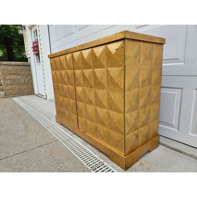 Baker Furniture Barbara Barry Diamond Gold Leaf Cabinet Credenza For Sale - Image 6 of 15