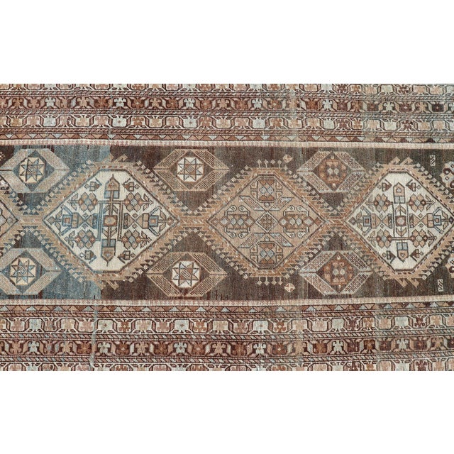 Antique Persian Hamadan Long Runner in Brown, Gray and Charcoal Background 2'11 X 18'1 For Sale - Image 13 of 15