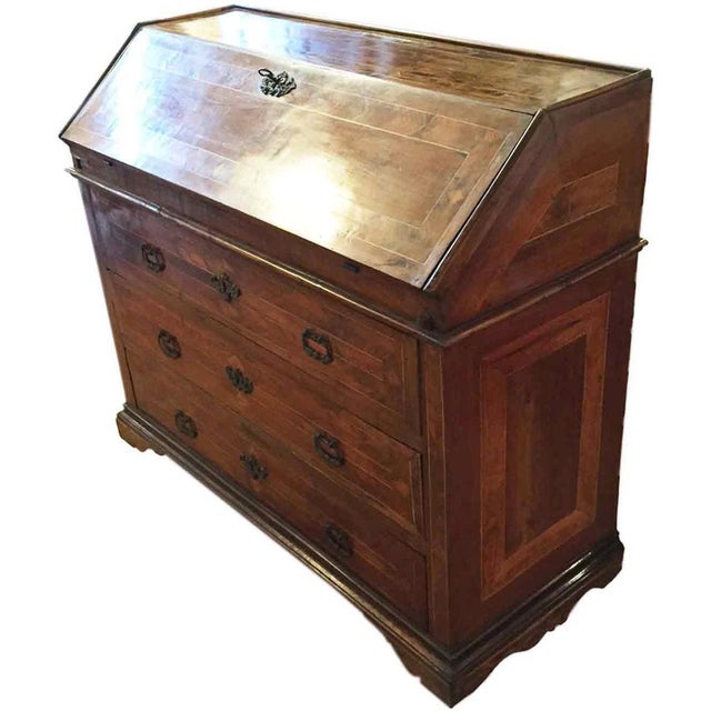 Brown Antique Walnut Secretaire, 1700s For Sale - Image 8 of 10