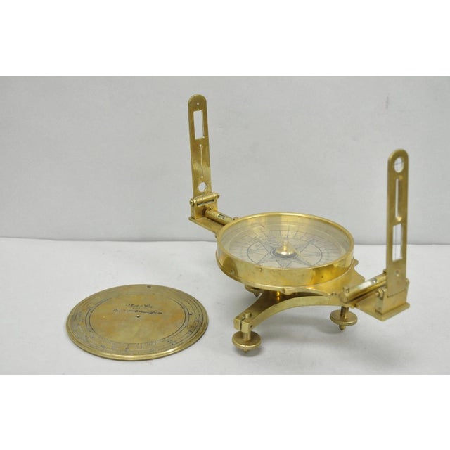 Metal Vintage Victorian Ash & Son Makers Brass Maritime Ship Compass Birmingham Cover For Sale - Image 7 of 18