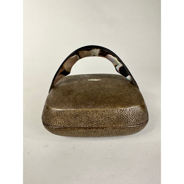Brown Mid 20th Century Agousti Shagreen Box With Mother-of-Pearl Handle For Sale - Image 8 of 8