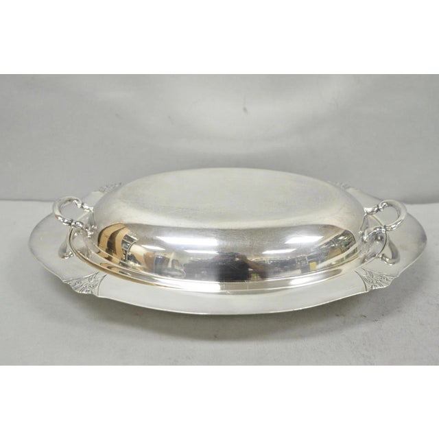 Art Deco Vintage Victor Sp Co Art Deco Silver Plated Covered Vegetable Serving Dish For Sale - Image 3 of 11