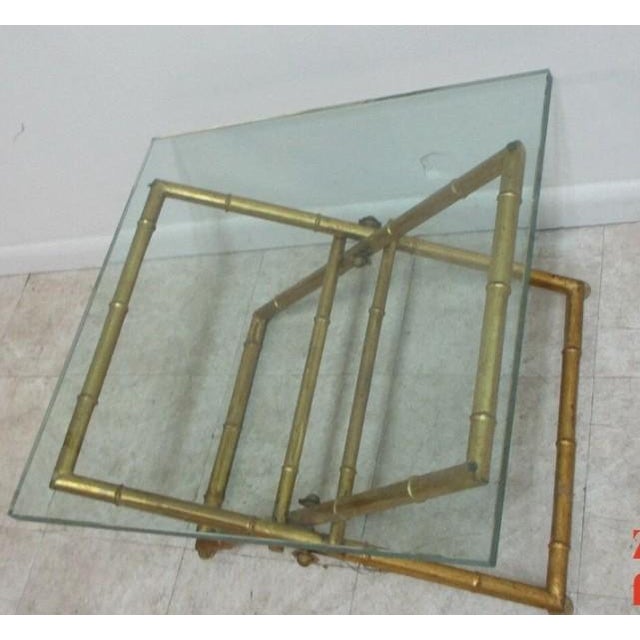 Vintage Gold Gilt Faux Bamboo Campaign X Base End Table Italian Regency A For Sale - Image 4 of 9
