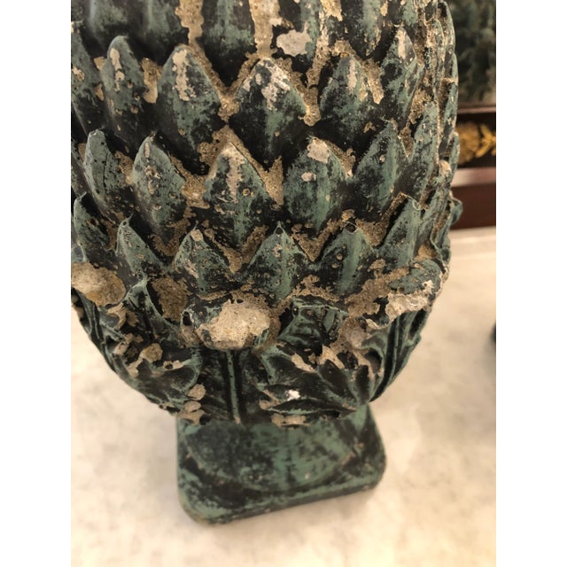 Vintage Pineapple Shaped Finial Sculptures -A Pair For Sale - Image 4 of 13