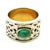 Vintage Samuel Aaron 14k White Gold Cabochon Emerald Wide Band Ring, Size 9.75 For Sale - Image 10 of 12