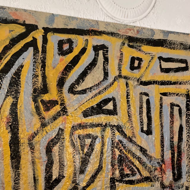 Nice painting by John Frates titled “ self portrait “ mid century modern abstract Certificate of authenticity with...