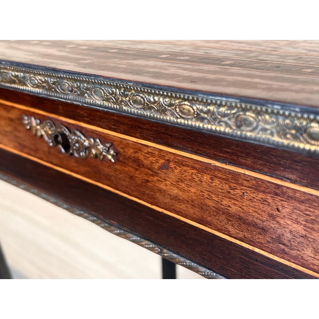 Wood Late 19th Century Sewing Table Napoleon III Wood Marquetry and Brass, France For Sale - Image 7 of 18