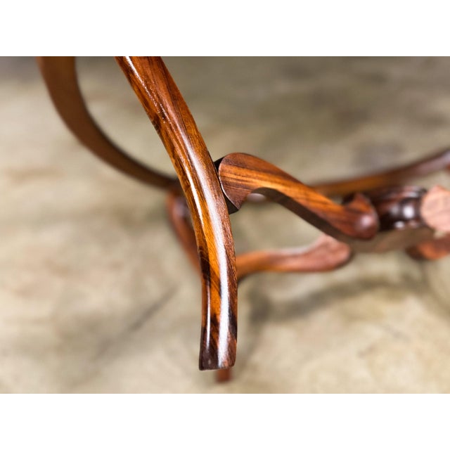 Transparent Circular Coffee Table in Caviúna Wood & Glass by Giuseppe Scapinelli, Brazil, 1950s For Sale - Image 8 of 10