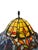 Late 20th Century Late 20th Century Art Nouveau Style Stained Glass Table Lamp With Floral Shade & Cast Leaf Base For Sale - Image 5 of 7