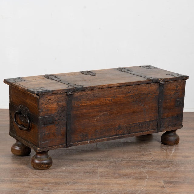 19th Century Flat Top Pine Trunk With Wrought Iron Details, Sweden For Sale - Image 11 of 11