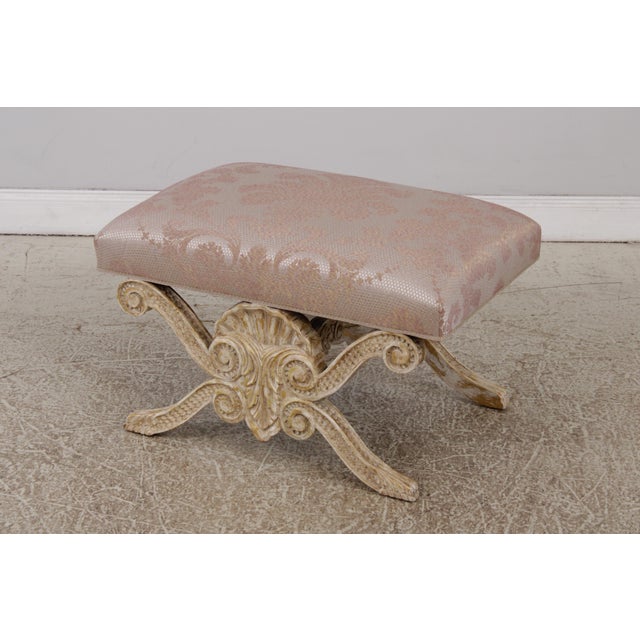 1990s William Switzer Georgian Style Carved X Form Bench Stool For Sale - Image 5 of 14
