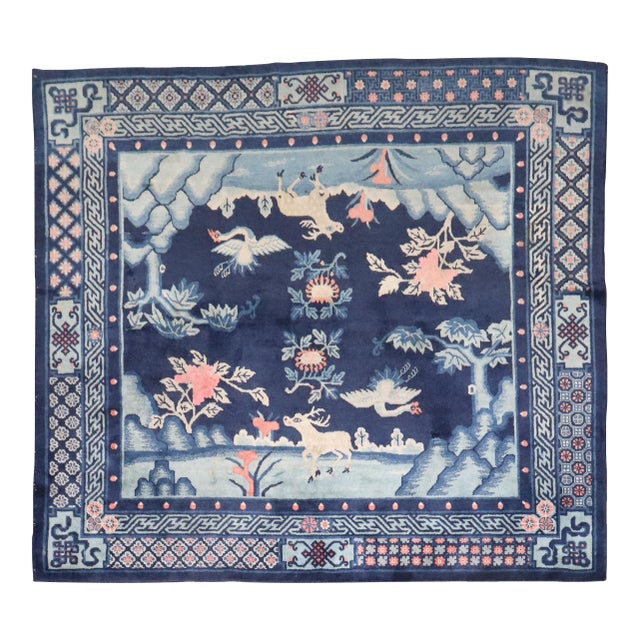 Early 20th Century Zabihi Collection Mongolian Animal Square Rug - 5'5" x 6'4" For Sale