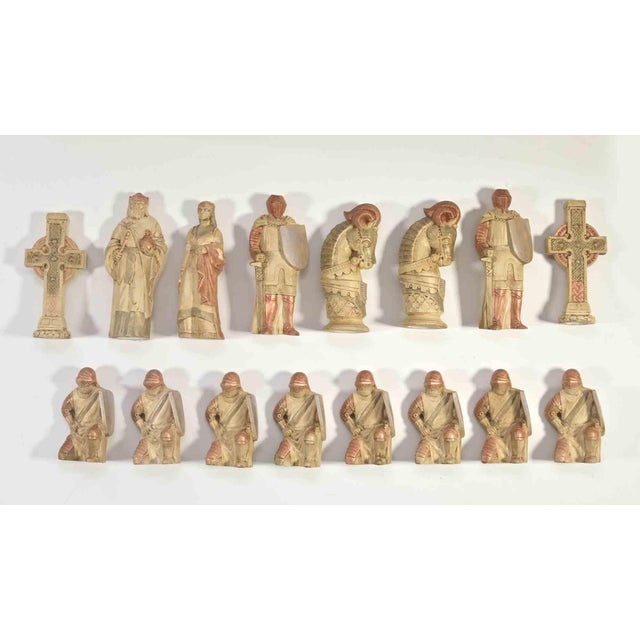 Wood Ceramic Medieval Chessboard & Pieces, 1970s For Sale - Image 7 of 10