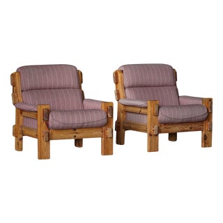 Danish Modern Lounge Chairs in Pine and Wool from Christian IV, 1970s, Set of 2 For Sale
