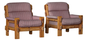 Danish Modern Lounge Chairs in Pine and Wool from Christian IV, 1970s, Set of 2