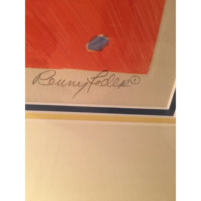 Blue Modern Original Monotype Oil on Paper by Penny Feder in Frame For Sale - Image 8 of 9